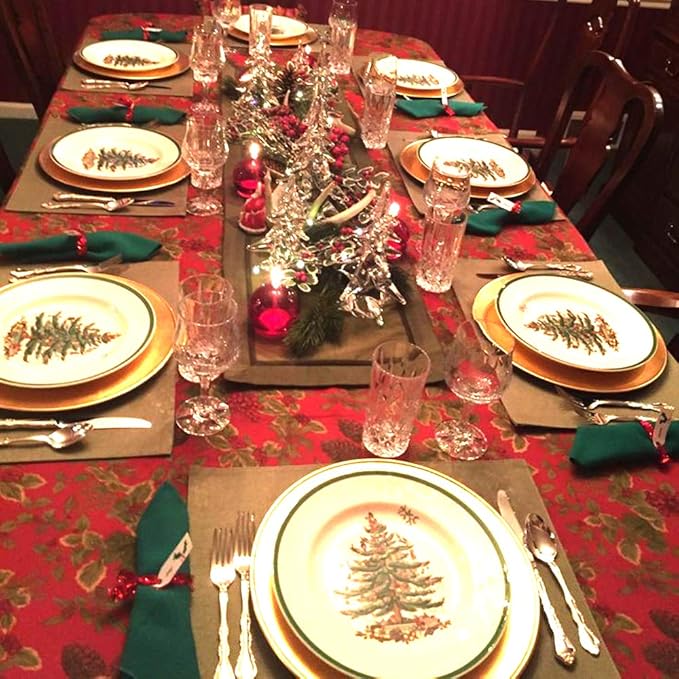 Green Cotton Cloth Napkins Set of 6, Washable Reusable for Christmas, Thanksgiving, Holiday, and Everyday Dinner Table Use (Dark Green)