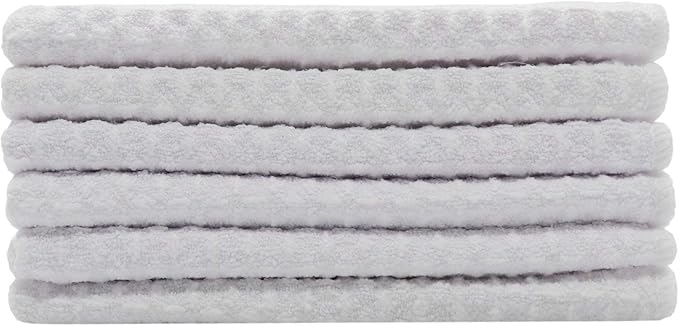 Microfiber Kitchen Cleaning Cloth Thick Dish Rags Waffle Weave Washcloths Dish Cloths Ultra Absorbent Odor Free 12inch X 12inch 6 Pack White