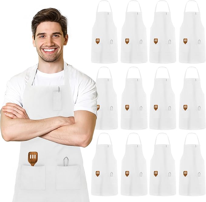 Avalon Kitchen Aprons for Men - 100% Polyester Chef Apron Women with Extra Long Ties - Cooking Aprons for Women & Mens Apron