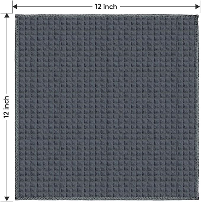 HOMEXCEL Waffle Weave Microfiber Towel, 10 Pack Lint Free Cleaning Rags, 12 x 12 Inches Barista Towels, Reusable Microfiber Cleaning Cloth for Household, Kitchen, Glass and Window, Grey