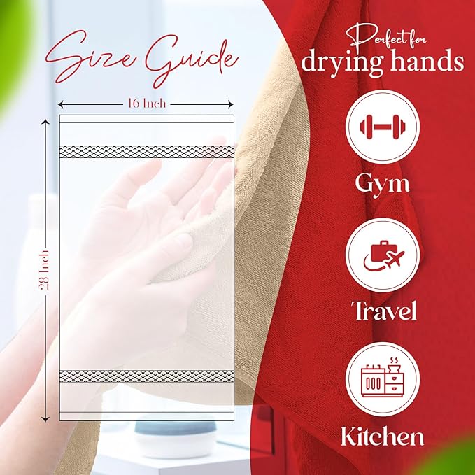 RIVERSIDE 6 Pack Premium Hand Towels Set, 16x28 inches, 100% Ring Spun Cotton, 600 GSM, Soft, Quick Dry and Highly Absorbent, Towels for Bathroom, Kitchen, Gym, Spa - Tan