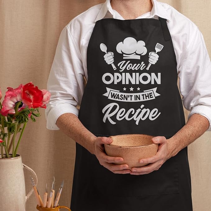 SANDJEST Men's Aprons with Pockets - Funny Aprons for Men BBQ, Kitchen, Cooking - Gifts for Birthday, Birthday