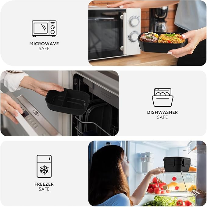 HOMETALL Bento Box Adult, Lunch Box Containers for Men Women with 8 Compartments, Lunch Containers with Utensils, 51 OZ/1900ML, Microwave & Dishwasher Safe