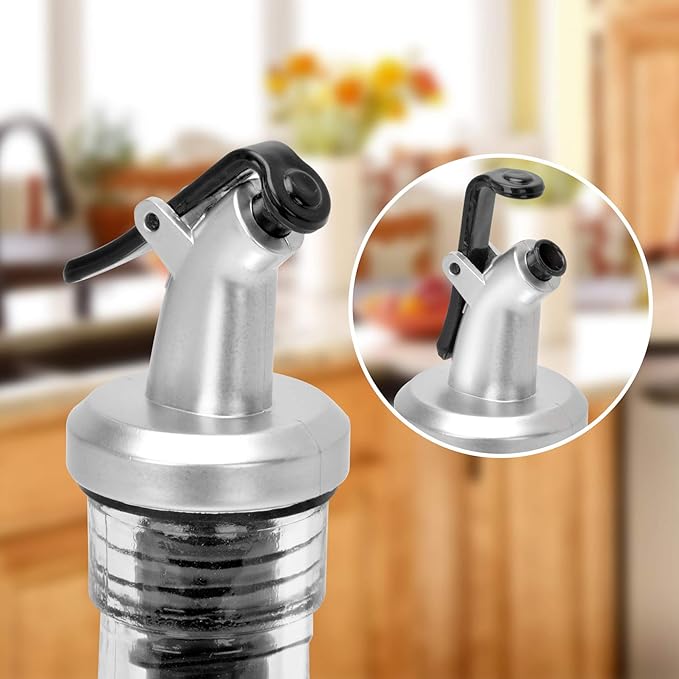 onlyfire Olive Oil and Vinegar Dispenser Set - 2Pack, 12 Oz Stainless Steel Oil Bottles Dispenser for Kitchen Cooking and BBQ (2PCS Funnel included)