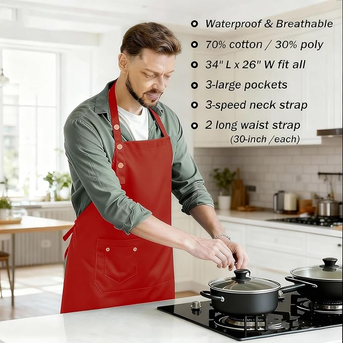 MORNITE Art Aprons for Painting Pottery Ceramics, Mens Women Kitchen Cooking Aprons Waterproof Green