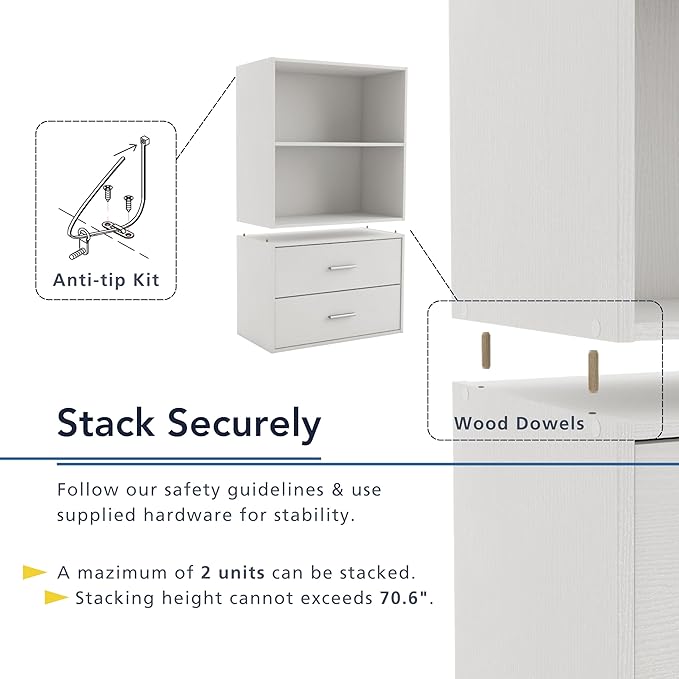 Homes: Inside + Out Apexa 3-Tier Stackable Wood Bookcase with Doors, Cube Storage Organizer Shelves, Small Food Pantry Cabinet, Dorm Teen Room Decor & Bedroom, Home Office, Kitchen, Black