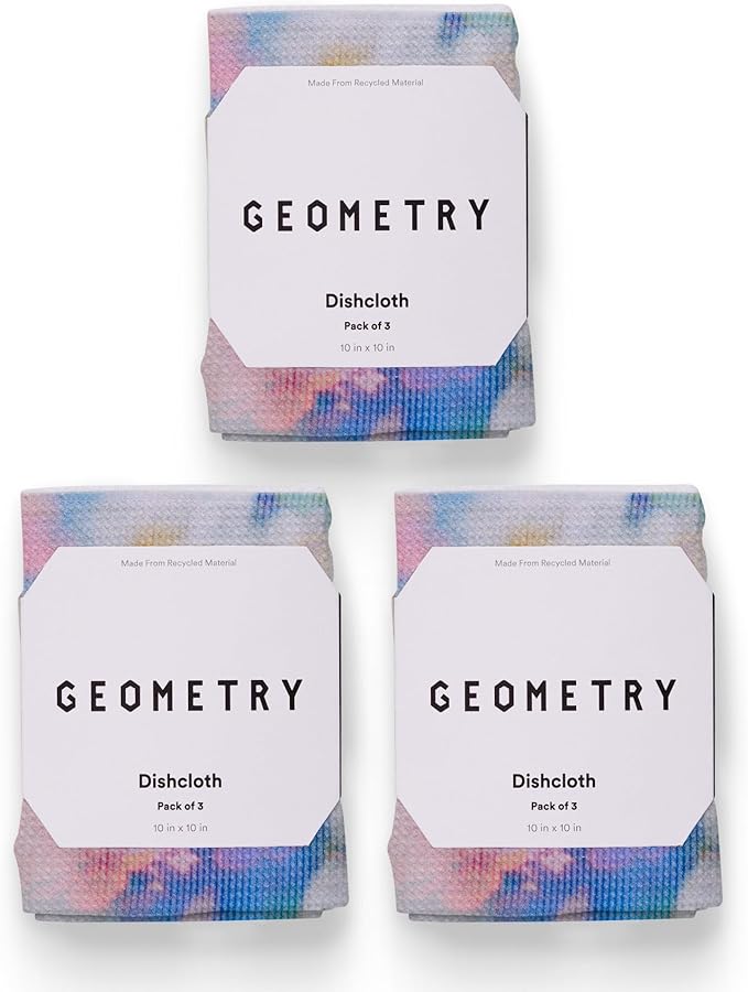 GEOMETRY Kitchen Dish Cloths - Spring & Summer Collection - Premium Dishcloths with Geoweave - Absorbent & Fast Drying Kitchen Towels - Soft Floral, 10" x 10" - 3-Pack