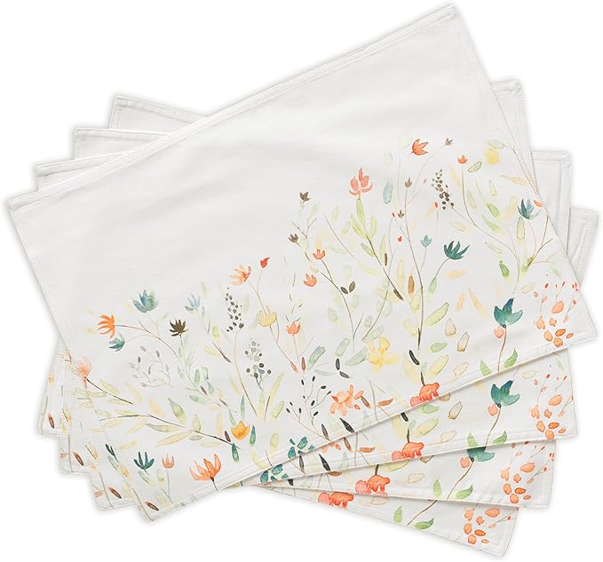 Maison d' Hermine Placemats Set of 4 100% Cotton Washable Cloth Place Mats Reusable Table Mats for Kitchen Dining Party Wedding Gifts for Mothers Day Spring/Summer (Colmar, 13" x 19")