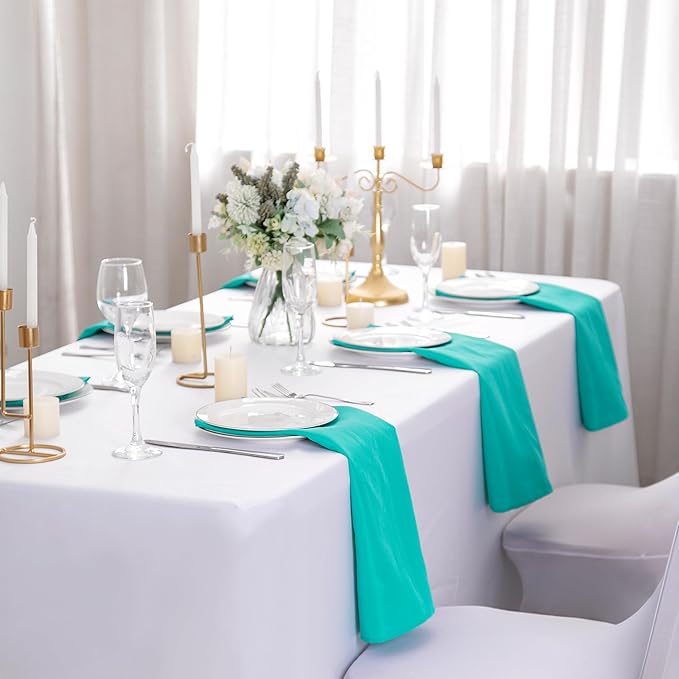 Bailarina Cloth Napkins Set of 40,17x17 inches Dinner Napkins Cloth Washable,Polyester Square Table Cloth Napkin Bulk with Hemmed Edges Ideal for Banquets, Parties and Weddings-Turquoise