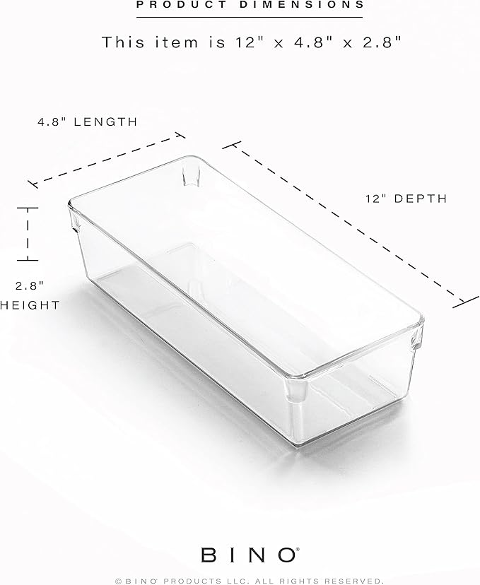 BINO | Oblong Plastic Drawer Organizer Bin, 2-Pack | THE ARTISAN COLLECTION | Multi-Purpose | Durable | BPA-Free | Desk, Vanity, Bathroom & Makeup Drawer Organizer
