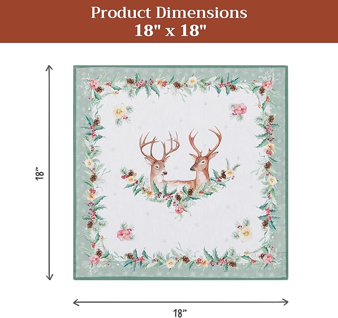 Maison d' Hermine Cloth Napkins Set of 4 100% Cotton Everyday Reusable Square Napkins Cloth Washable Dinner Party Wedding Restaurant Gifts for Mothers Day Spring/Summer (Xmas, 18" x 18")