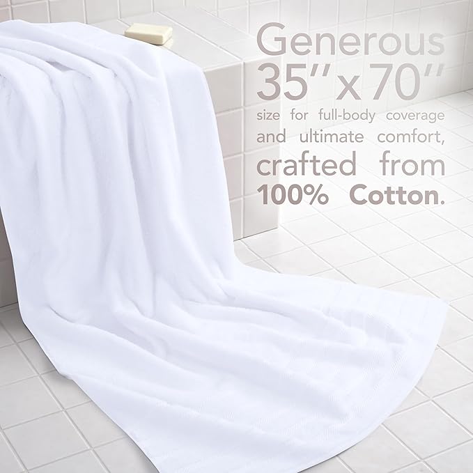 American Soft Linen 35x70 Jumbo Large Bath Towel, 600 GSM 100% Cotton Turkish Bath Sheet, Oversized Luxury Bath Towel for Bathroom Beach and Pool, White
