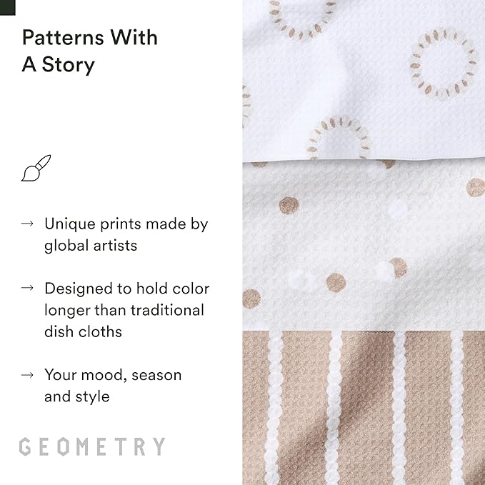 GEOMETRY Dishcloth – Evergreen Collection – Quick-Dry, Ultra-Absorbent, Reusable Microfiber Kitchen Towels for Drying & Cleaning - Pebble Play - 3 Pack