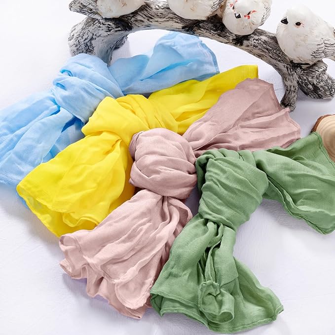 DeZerlor 20 Pack Easter Cheesecloth Napkins Easter Cloth Napkins Set of 20 Boho Cotton Gauze Napkins Bulk 21x21 Inches for Weddings Bridal Baby Shower Birthday Parties Spring Decor