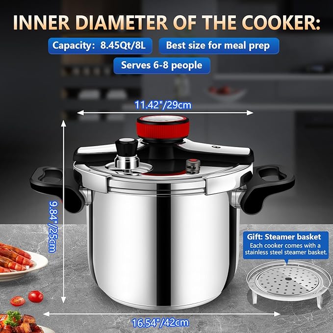 Pressure Cooker 304 Stainless Steel 12.86 quart pressure cooker, Induction Compatible, Gas Stovetop Compatible canners high pressure cooker olla de presión acero inoxidable pressure canner
