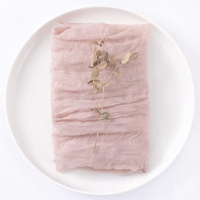 DeZerlor 100 Pack Pink Cheesecloth Napkins Spring Cloth Napkins Set of 100 Pale Pink Dinner Napkins Bulk 21x21 Inches for Wedding Bridal Shower Baby Shower Parties