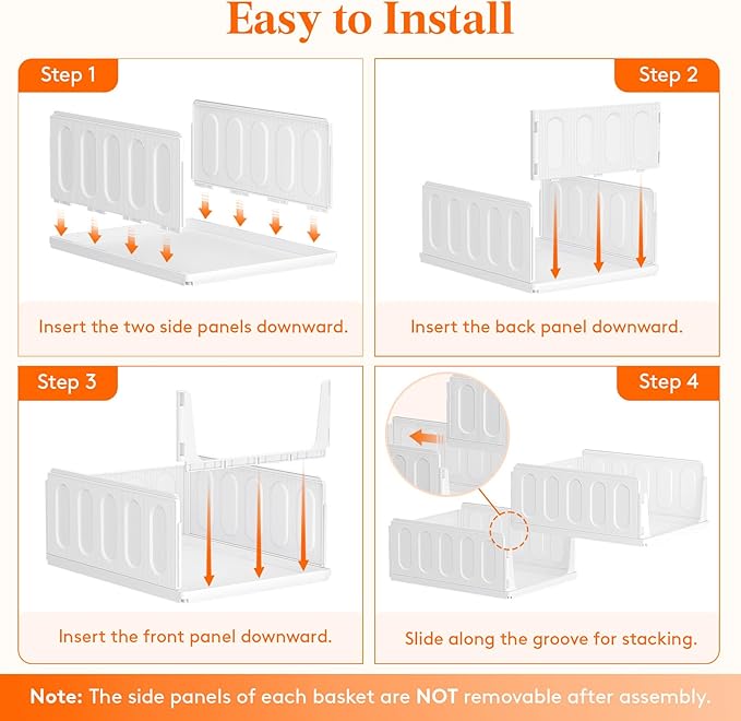 Lifewit 20 Pack Stackable Closet Organizers and Storage Basket for Clothes, Plastic Sweater Storage Bins for Wardrobe, Multifunctional Pants Organizer for RV, Pantry, Kitchen, Dorm, 32 cm/12.6 inch(L)