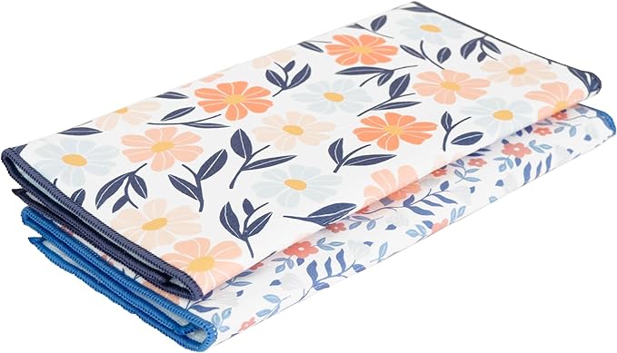 Ritz Wild Floral Dish Drying Mat, Super Absorbent & Quick-Drying, 100% Polyester, 14x21, 2-Pack