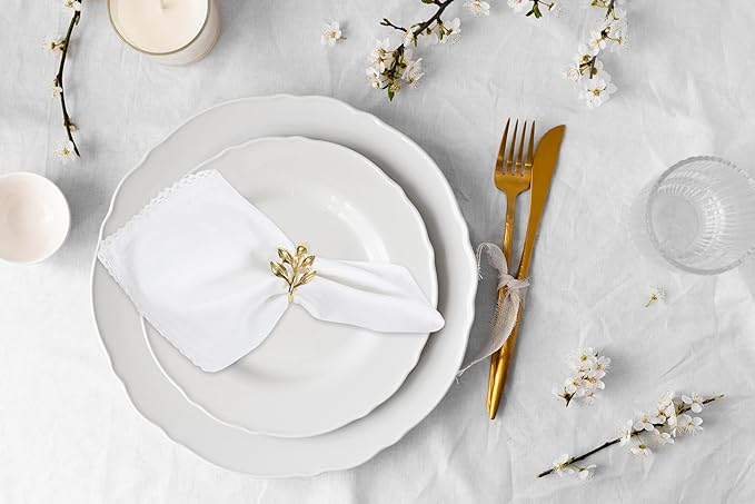 ACCENTHOME White Cloth Napkins Set of 6 18x18 inch Cotton Dinner Napkins - Washable Soft Premium Hotel Quality Reusable Napkins Perfect Table Napkins for Family Dinners, Weddings & Everyday Use