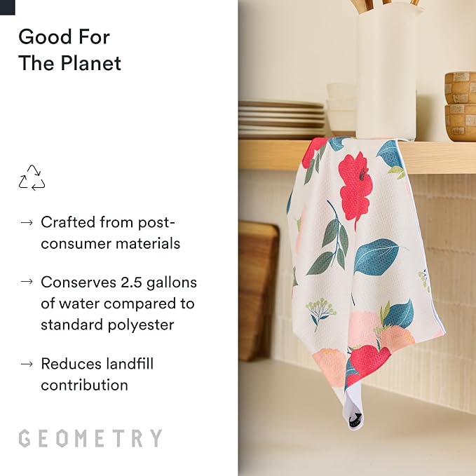GEOMETRY Kitchen Tea Towels - Quick Dry Microfiber Dish Towels for Kitchen Roses for You, 18" x 30" 2-Pack