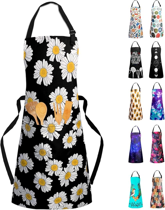 Sosolong Adjustable Waterproof Apron Bib Apron with 2 Pockets Cooking Kitchen Aprons for Women Men Chef