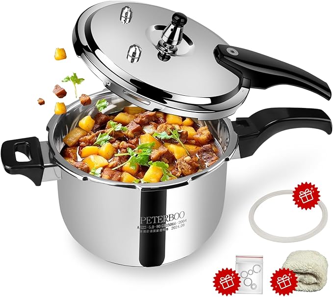 Premium 12 Quart Stainless Steel Pressure Cooker, Commercial Grade Luxury Cookware, Brand Quality Durability, Professional Performance for Large Families & Events