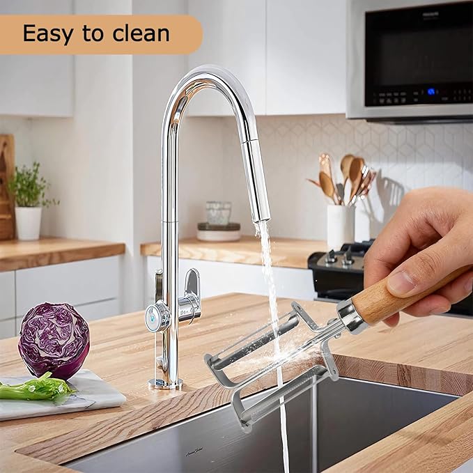 Vegetable Peeler, Stainless Steel Dual Blade Potato Peeler with Beech Wood Handle, Fruit Peeler for Carrot, Apple, Potato, Kitchen Peeler Tool for Vegetable and Fruit