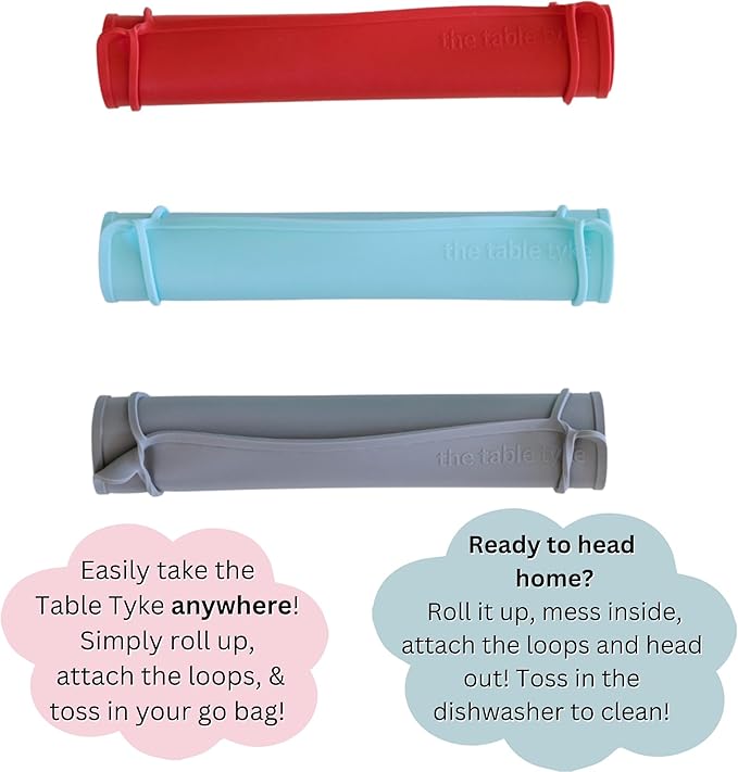 The Table Tyke Silicone Placemats for Toddlers with Patented Edge Bumper | Kids Placemats Non Slip Travel Ready | Baby Placemat BPA Free for Restaurant Dining Table | Lilac