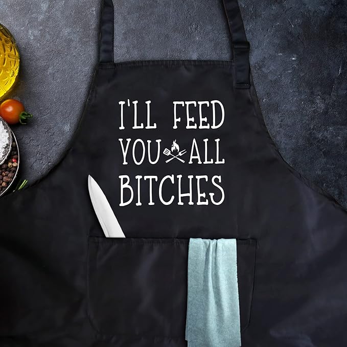 Funny apron for men Adjustable Waterproof with Pockets for Cooking Baking BBQ Gift Apron for Day, Birthday Gifts