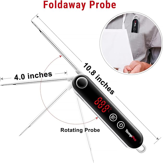 TempPro TP18 Instant Read Meat Thermometer Digital with Thermocouple Sensor, Cooking Food Thermometer for Grill, Smoker, BBQ, Oil Deep Frying, Candy, Kitchen Thermometer (Previously ThermoPro)