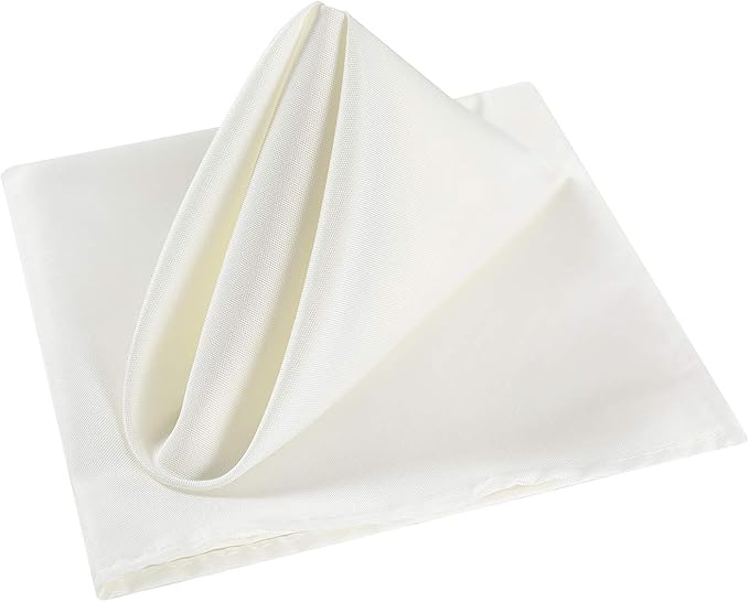 Cloth Napkins 17x17 inch Washable Polyester Dinner Napkins Soft Table Napkins for Wedding Party Dining Banquet(Ivory,100PCS)