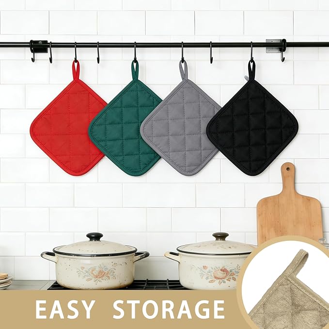 4 Pack Pot Holders for Kitchen Clearance Oven Potholders Sets for Kitchens Hot Pads for Kitchen Countertops Heat Resistant Milkshake