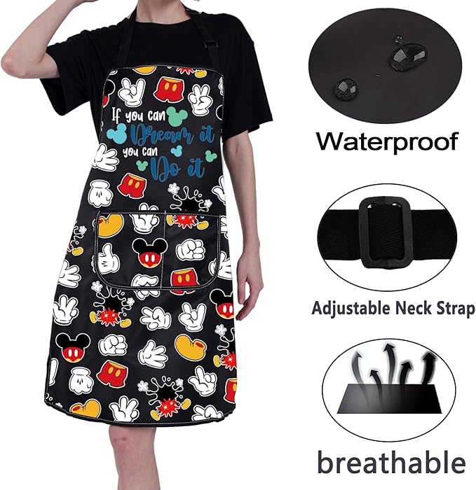 CMNIM Cartoon Mouse Aprons Mouse Cooking Aprons with Pockets Colorful Mouse Kitchen Baking Home Chef Aprons Mouse Lover Gifts