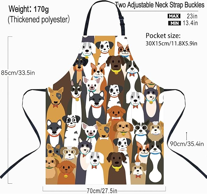 ZiQilin Adjustable Waterproof Kitchen Apron for Women with 2 Pockets Cooking Chef Apron Gardening Funny BBQ Aprons for Men
