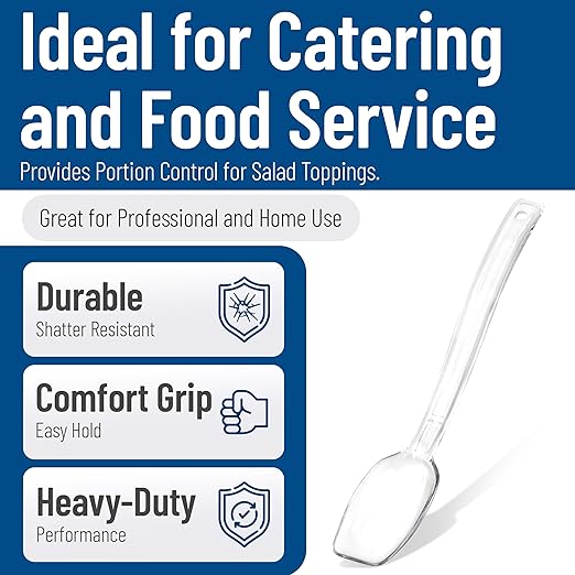 Carlisle FoodService Products Plastic Solid Spoon, 9 Inches, Clear, (Pack of 12)