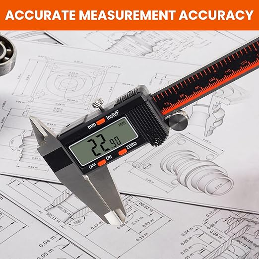 HARDELL Digital Caliper, 0-8 Inch Caliper Measuring Tool with Large LCD Screen, Auto-Off, Inch/Fractions/MM Conversion, Electronic Stainless Steel Micrometer for DIY/Household/3D Printing