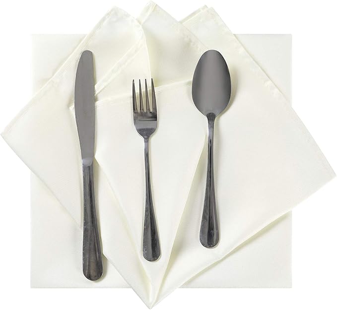 Cloth Napkins 20x20 inch Washable Polyester Dinner Napkins Soft Table Napkins for Wedding Party Dining Banquet(Ivory,100PCS)