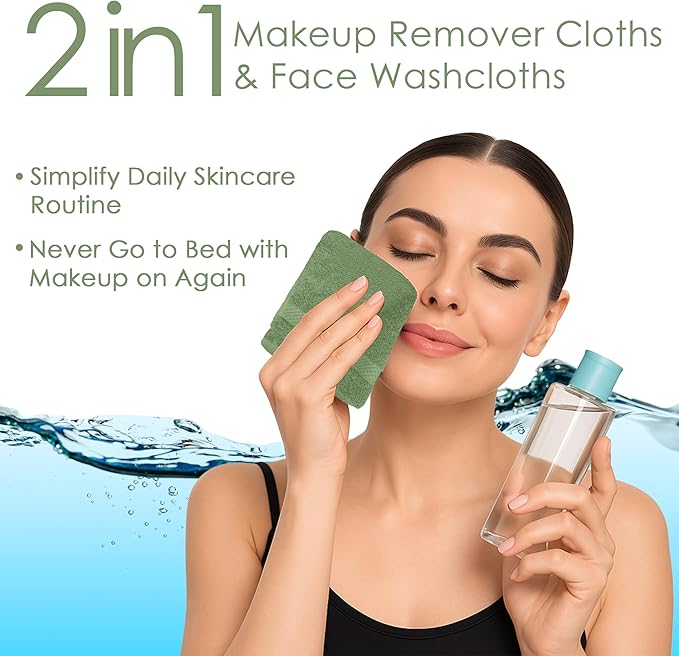 DAN RIVER 12-Pack Premium 100% Cotton Sage Green Face Towels for Bathroom - Reusable Face Wash Cloths for Showering 12x12 Inches - 550 GSM Super Soft & Absorbent Luxury WashCloths for Body, Spa & Gym