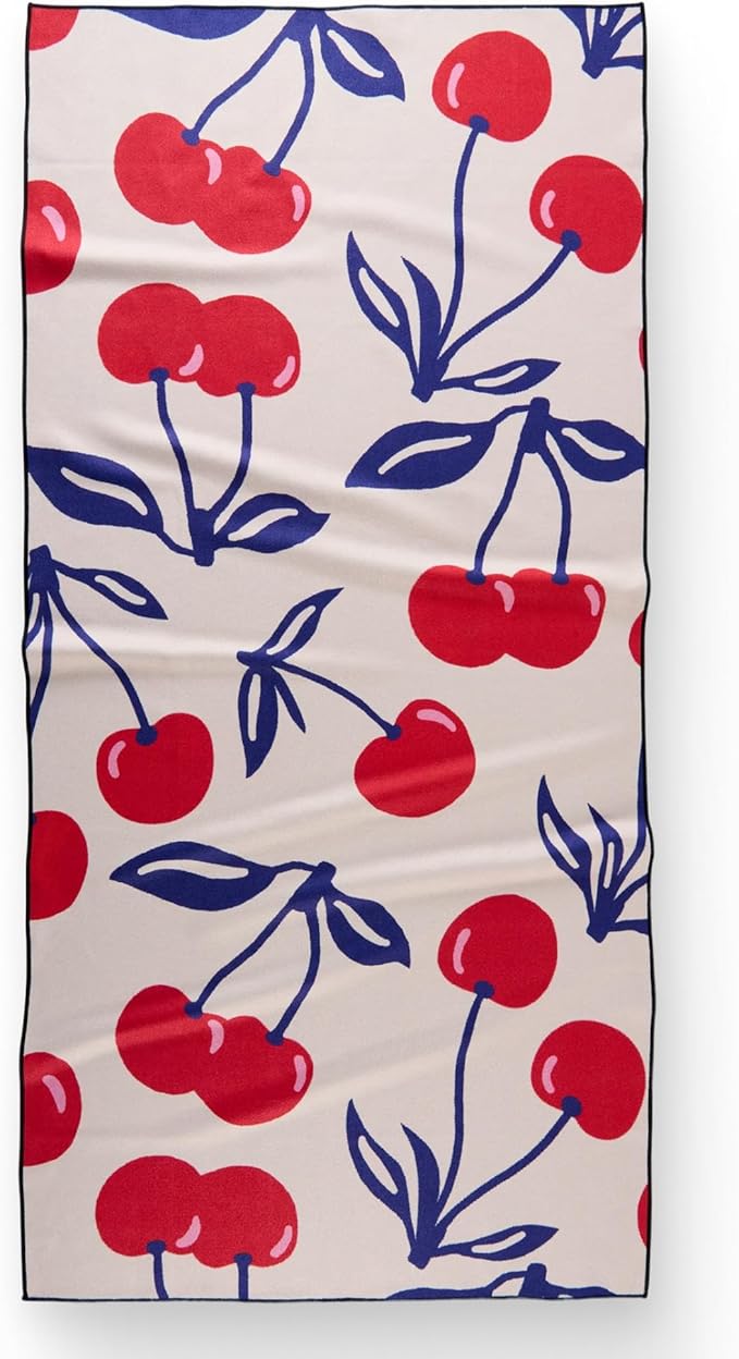 GEOMETRY Micro-Loop Beach Towel – Spring & Summer Collection – Quick-Dry, Sand-Resistant, Ultra-Absorbent Compact Towel for Beach & Travel (Cherry Slush)