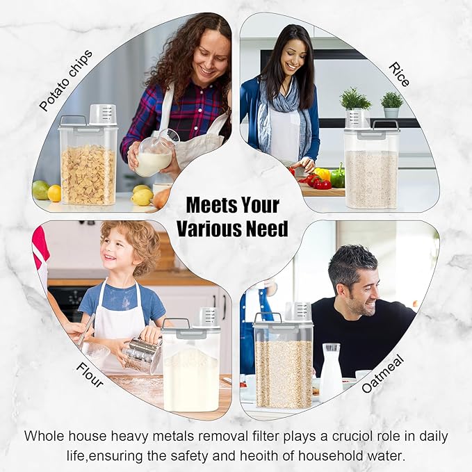 LEAWALK Airtight 3.5LBS Rice/Cereal/Dry Food Storage Container BPA Free, 2.11Qt Clear Plastic Kitchen and Pantry Organization Bin Suitable for Oats, Flour, Sugar, Pasta, Pet Food, etc (Clear Grey)