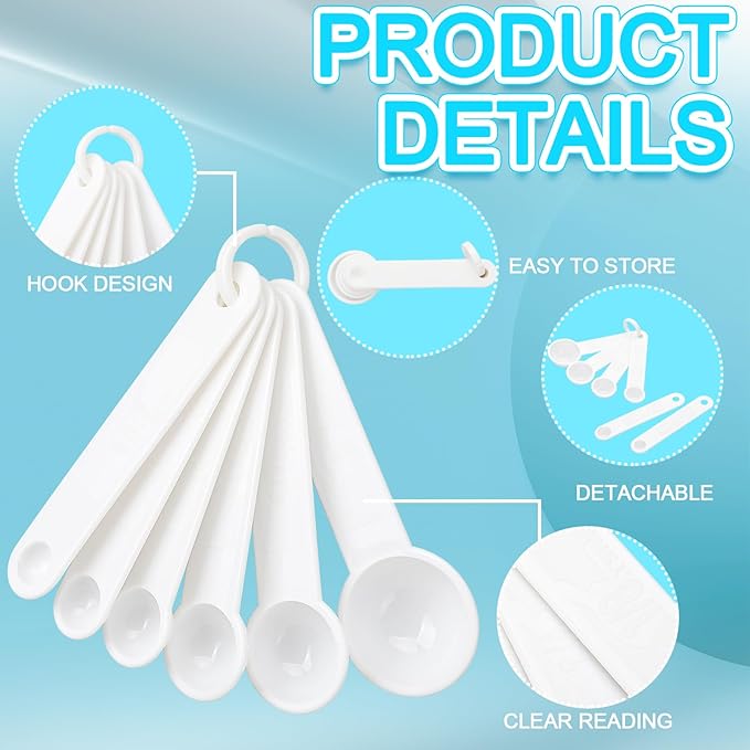Frienda 20 Pieces White Plastic Measuring Cup Spoons for Kitchen Cooking Baking Dry and Liquid Ingredients