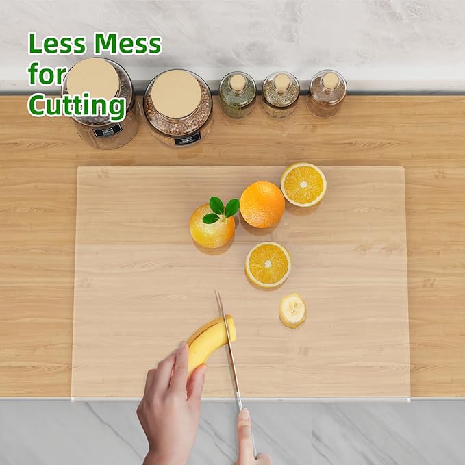 SWSKR Acrylic Cutting Board with Counter Lip,23''x17"Large Clear Cutting Board for Kitchen Countertop,Non-Slip,60% Thicker,Perfect for Bread,Meat,Veggies & More,Great Kitchen Essential Gadgets & Decor