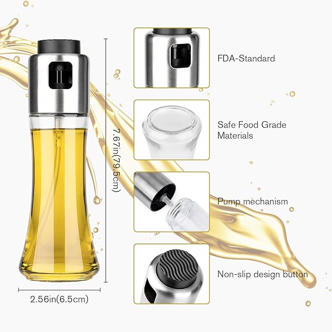 mafiti 2 pack Oil Dispenser Bottle 180ml/6Oz Olive Oil Dispenser Sprayer for Cooking Air fryer BBQ Grilling Salad Baking Kitchen Gadgets Accessories