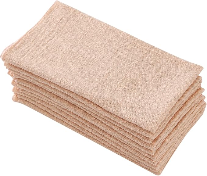 Dinner Cloth Napkins 10 Pack,Gauze Napkins Soft Cotton,Washable Napkins Great for Wedding Decorative Parties,Family Everyday Use,40 * 40cm (16 * 16 inches),Blush Pink
