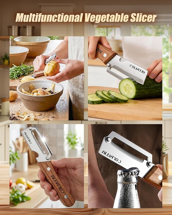 Kiwi Peeler Multifunctional Vegetable Peeler Stainless Steel Potato De Papas Kitchen Shears and Pineapple Peelers Fruit Food Pelador De Verduras Apple Corer Paring Knife Carrot Shredder (3pcs)
