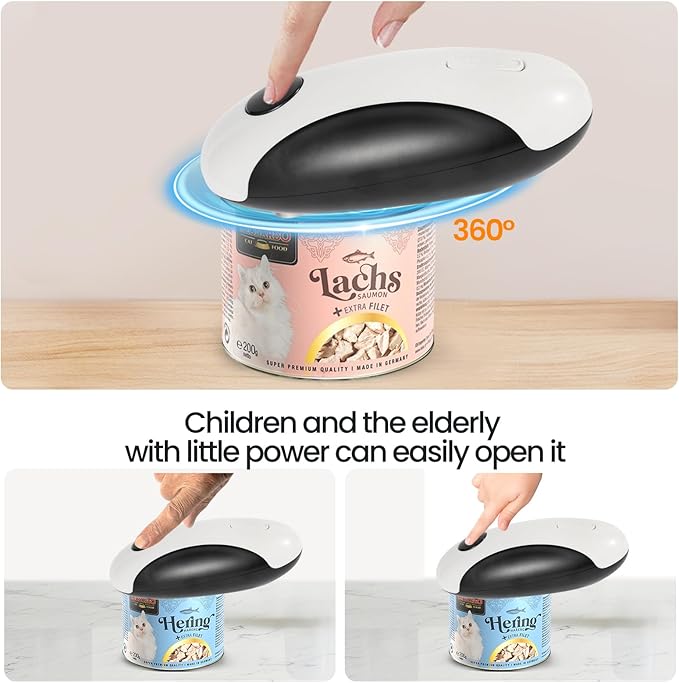 Rechargeable Electric Can Opener, Hands Free for seniors，Food Safe Automatic Can Opener with Smooth Edge,Easy to Use,Works with All Standard Cans