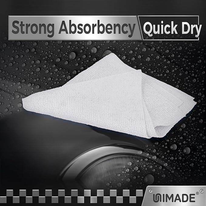 UNIMADE Shop Towel Rag, 200 Pack Reusable Rags Bulk Microfiber Cleaning Cloth Lint Free Towels for Car Kitchen Automotive Bar Mechanic Restaurant Garage, 11.5"x 11.5", White