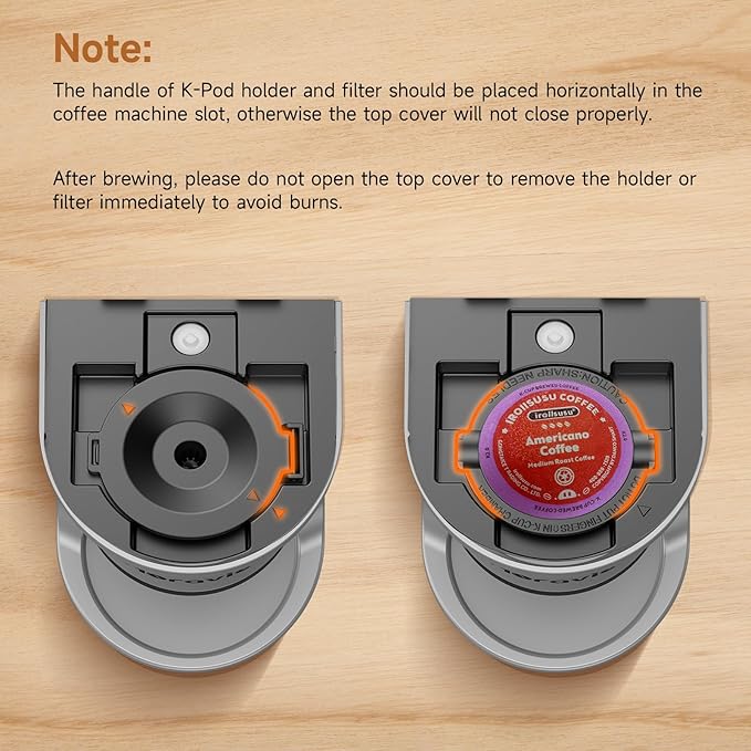 Horavie Small Single Serve Coffee Maker, Fast Brew One Cup Coffee Machine for K Cup and Grounds, 6 to 12 oz. Brew Sizes, Capsule Coffee Machine with Descaling Reminder and Viewing Tank, Grey