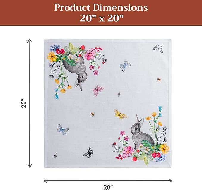 Maison d' Hermine Cloth Napkins Set of 4 100% Cotton Everyday Reusable Square Napkins Cloth Washable Dinner Party Wedding Restaurant Gifts for Mothers Day Spring/Summer (Printemps, 20" x 20")