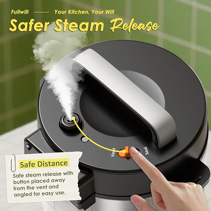 Fullwill 9-in-1 Electric Pressure Cooker, 12 Presets Instant Multi Cooker, Olla de Presion Nonstick Pot 6 Quarts Slow Cooker, Rice Cooker, Steamer, Sauté, Yogurt Maker, Warmer